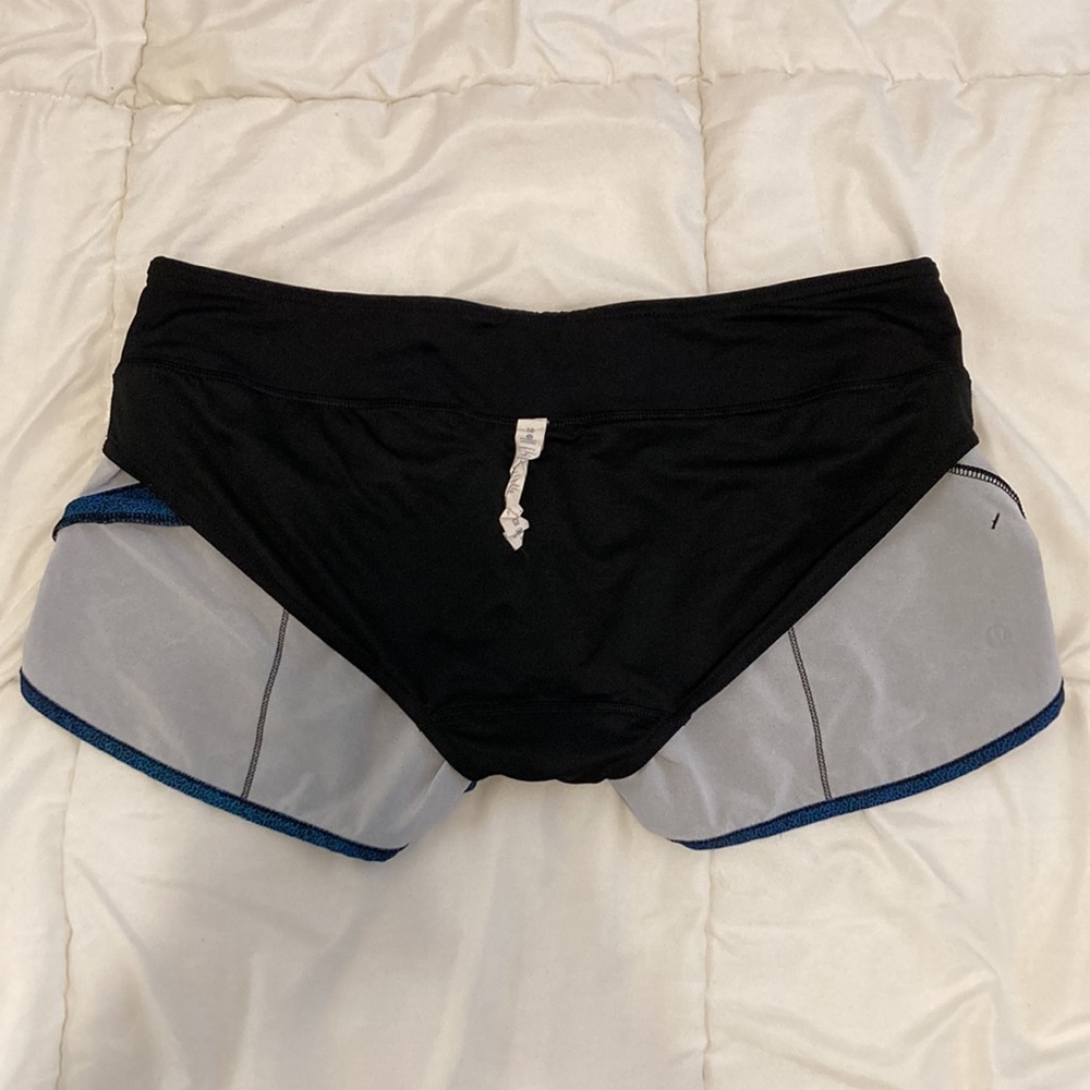 Lululemon Speed Short (4-way Stretch) Super Natural Blue Multi / Black Size 10 - Picture 11 of 12
